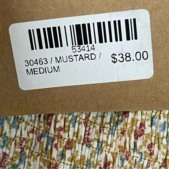 NWT Hem & Thread Women's Medium Tiered Floral Skirt Mustard 100% Rayon Lined NEW - Picture 4 of 8